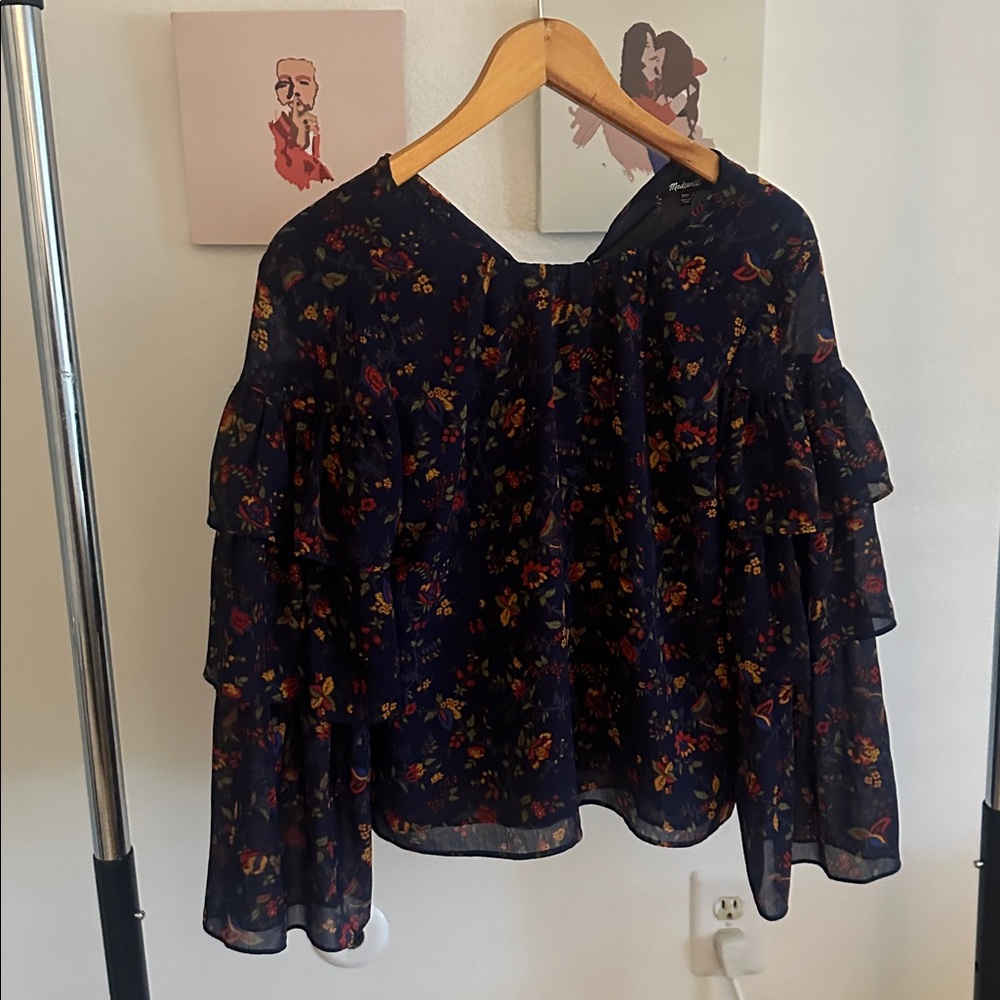 Madewell Floral Ruffle Blouse